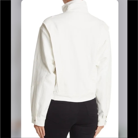 BlankNYC So Icy White Crepe Bomber Jacket SzXS Mesh Elastic Panel &Patch Pockets - Picture 5 of 16